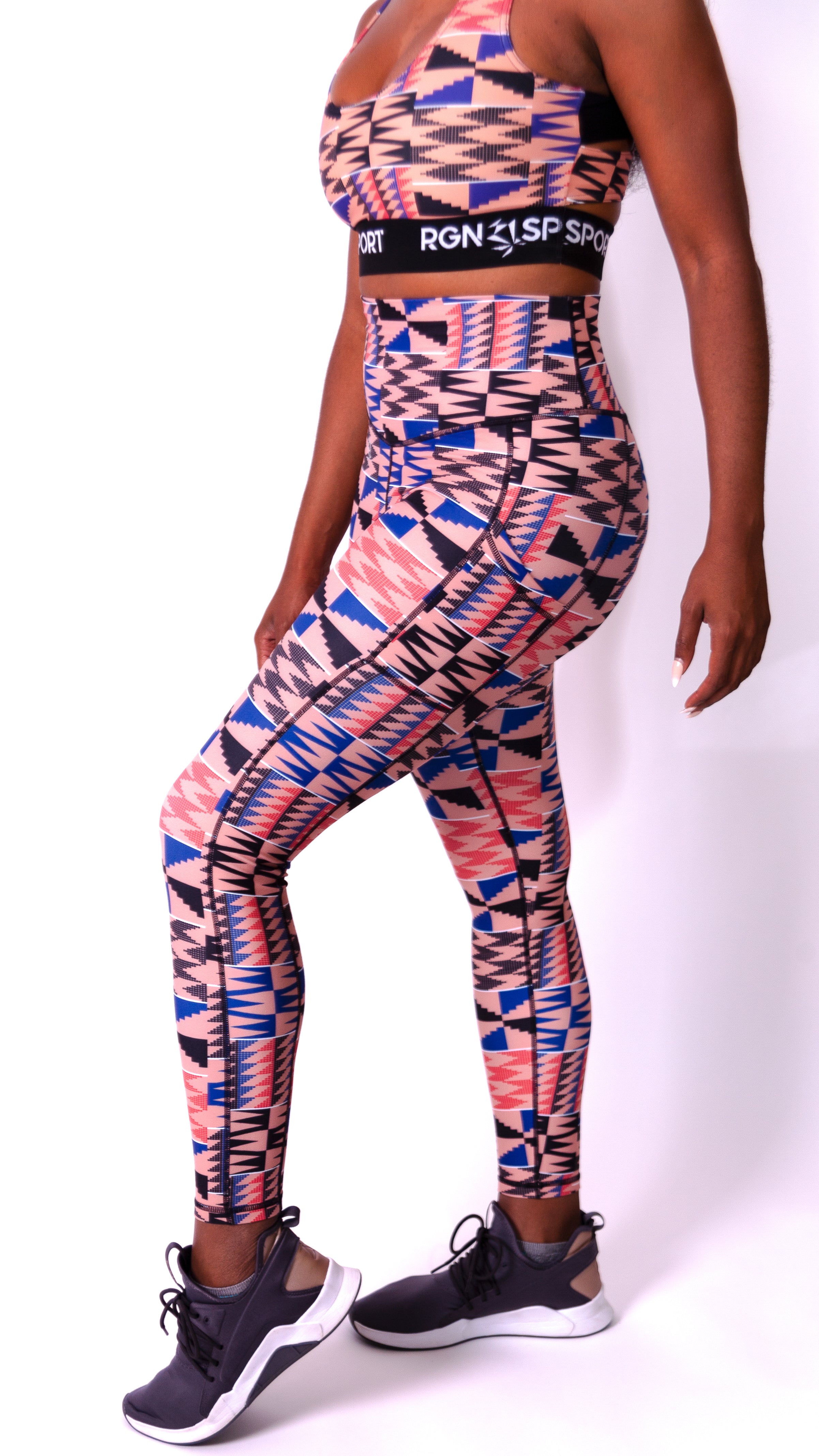 Pink Kente Diamond Leggings