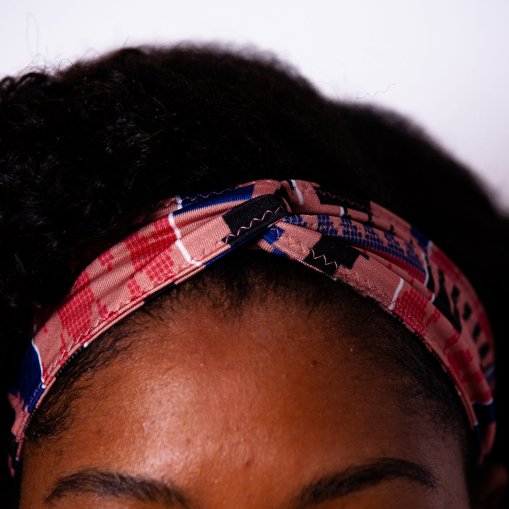Pink Kente Knot Headband